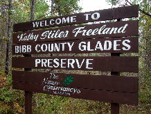 Sign for The Nature Conservancy of Alabama's Kathy Stiles Freeland Bibb County Glades Preserve