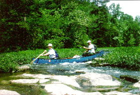 On the Little Cahaba River: Tim Stevens at left, Jim Allison at right. Photo by Jim Rodgers.